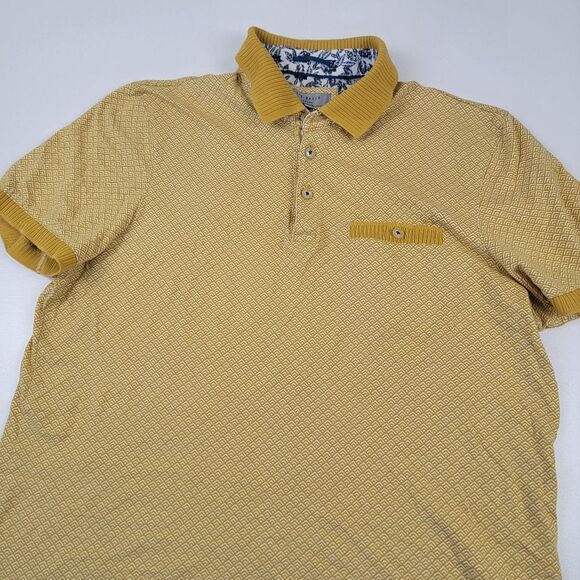 Ted Baker Men's Mustard Polo Shirt‎ Mens Size 3 Medium Short Sleeve - Picture 3 of 9